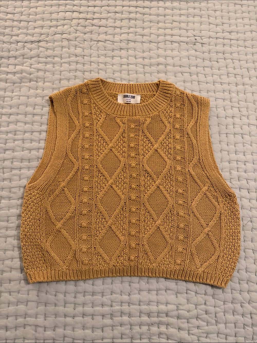 Double Zero Mustard Cable Knit Cropped Sweater Vest